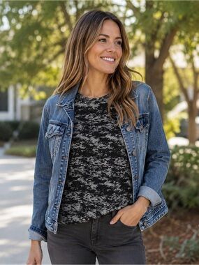 Rag & Bone Camo All Over Black & Gray Heathered t-shirt , 100% organic cotton, M